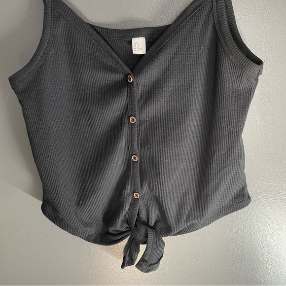 Women Size M Black Crop Top with Tie Front - Picture 3 of 5